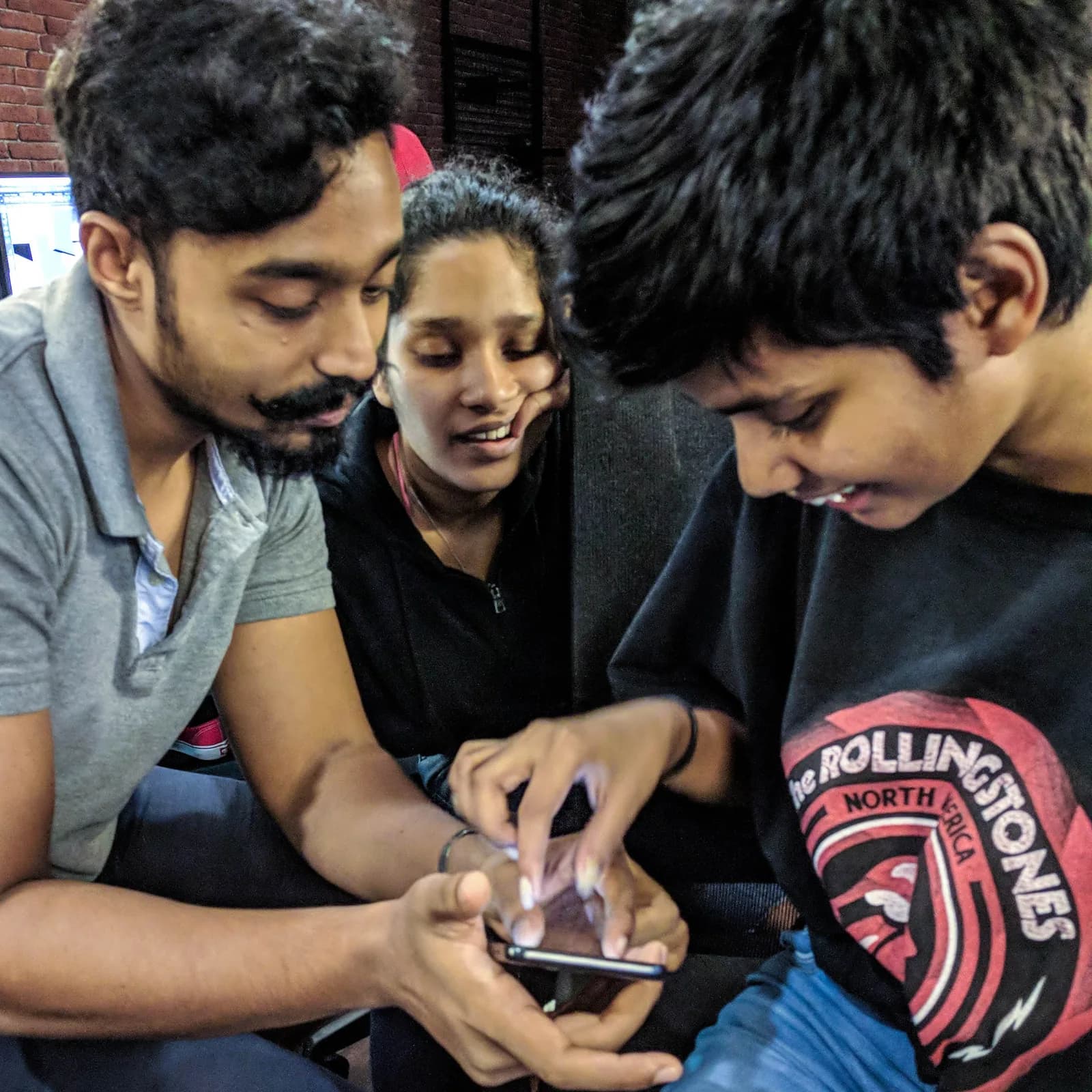 Colleagues discussing a project together