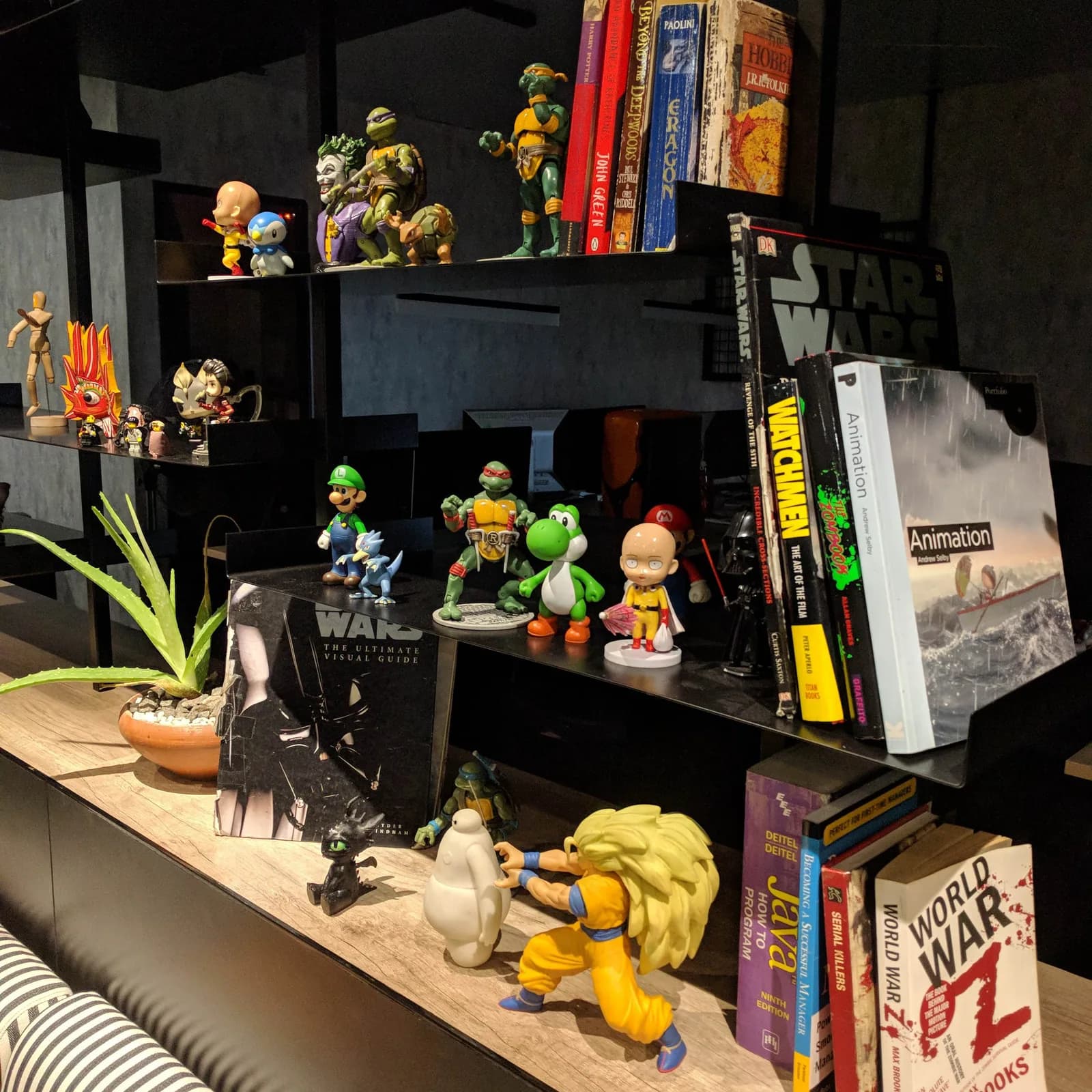 The studio collection of books, models and figurines