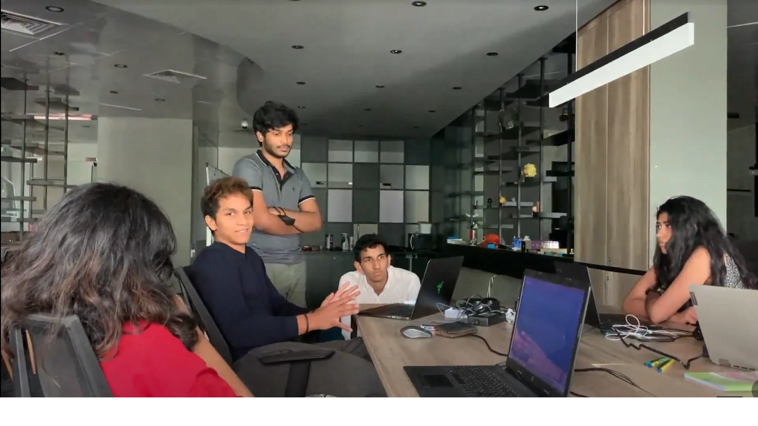 The team discussing the timelines of the project