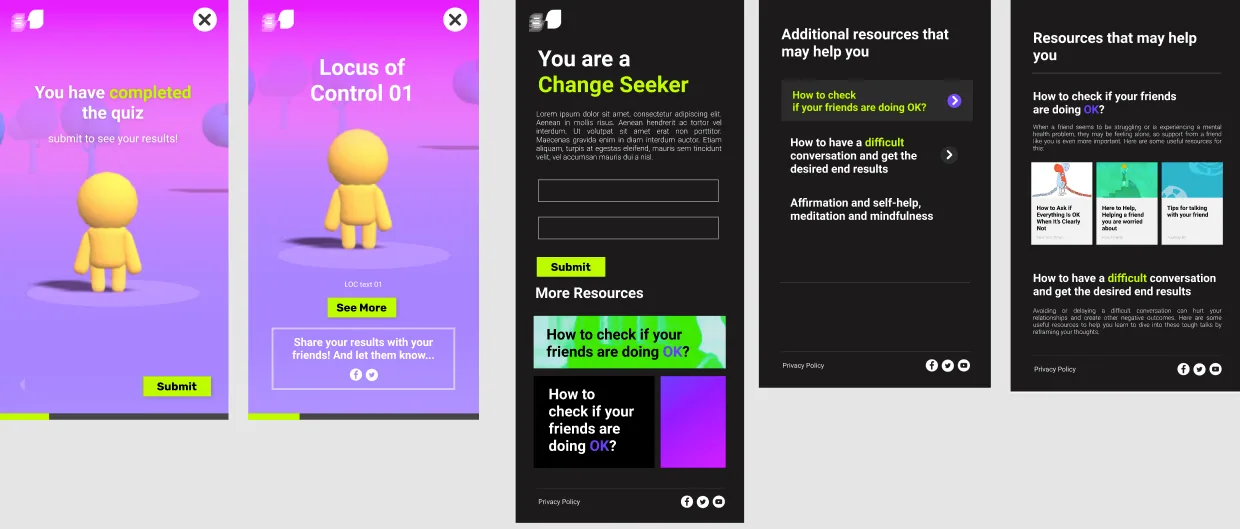 Mock-ups for End Screen